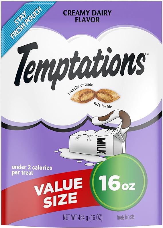 Temptations Classic Crunchy and Soft Cat Treats, Creamy Dairy, Multiple Sizes
