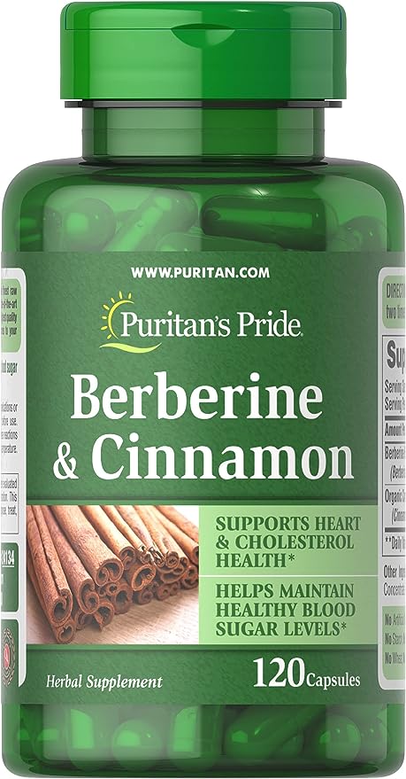 Puritan's Pride Berberine and Cinnamon, Capsule For Cardiovascular Support