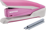 Bostitch Office InPower Spring-Powered Desktop Stapler, 20 Sheet Capacity, One Finger Stapling, Includes 210 Staples, Jam Free, Opens for Tacking, Breast Cancer Awareness Pink