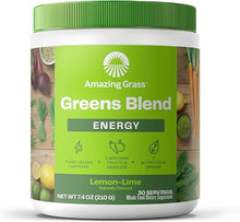 Load image into Gallery viewer, Amazing Grass Green Superfood Energy: Smoothie Mix, Super Greens Powder &amp; Plant Based Caffeine with Green Tea and Flax Seed, Nootropics Support, Lemon Lime, 30 Servings
