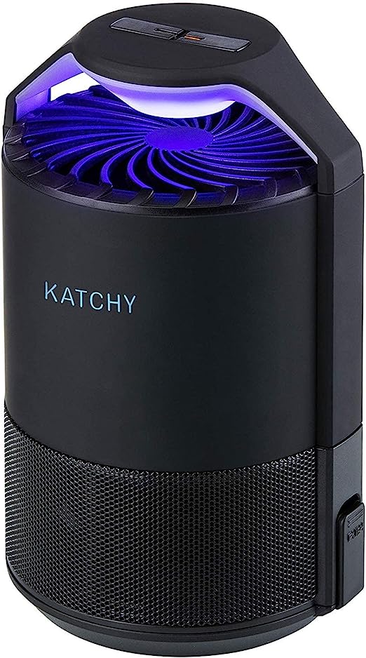 Katchy Indoor Insect Trap - Catcher & Killer for Mosquitos, Gnats, Moths, Fruit Flies - Non-Zapper Traps for Inside Your Home - Catch Insects Indoors with Suction, Bug Light & Sticky Glue (Black)