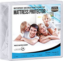 Load image into Gallery viewer, Utopia Bedding Premium Waterproof Terry Mattress Protector Twin 200 GSM, Mattress Cover, Breathable, Fitted Style with Stretchable Pockets (White)