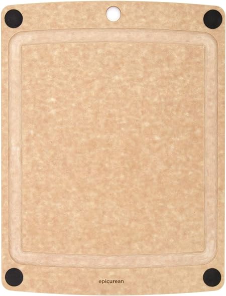 Epicurean All-In-One Cutting Board with Non-Slip Feet and Juice Groove, 14.5" × 11.25", Natural/Black