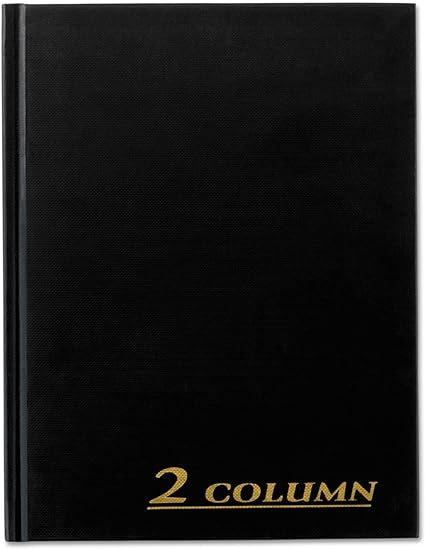 Adams ARB8002M Account Book, 2 Column, Black Cover, 80 Pages, 7 X 9 1/4