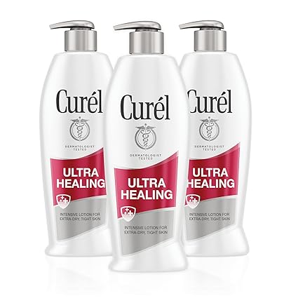 Curél Ultra Healing Hand and Body Lotion, Dry Skin Moisturizer with Advanced Ceramide Complex and Extra-strength Hydrating Agents, for Extra-Dry, Tight Skin, 13 Ounce (3 Pack)
