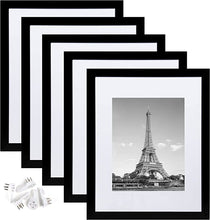 Load image into Gallery viewer, upsimples 11x14 Picture Frame Set of 5, Display Pictures 8x10 with Mat or 11x14 Without Mat, Wall Gallery Photo Frames, Black