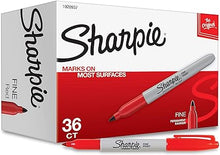 Load image into Gallery viewer, Sharpie Permanent Markers, Fine Point, Red, 36 Count