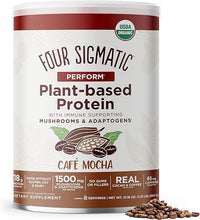 Load image into Gallery viewer, Organic Plant-Based Protein Powder by Four Sigmatic | Perform Mocha Protein Lion’s Mane, Chaga, Cordyceps and More | Clean Vegan Protein for Elevated Brain Function &amp; Immune Support | 21.16 oz