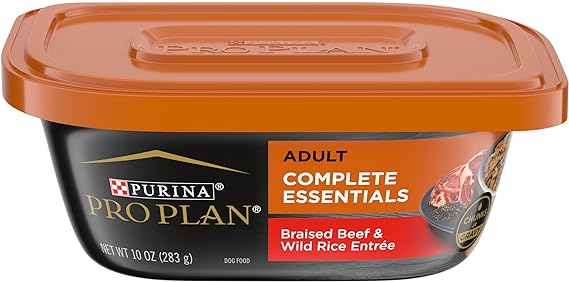 Purina Pro Plan High Protein Dog Food Wet, Braised Beef and Wild Rice Entree - (8) 10 Oz. Tubs