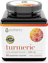 Load image into Gallery viewer, Youtheory Turmeric Curcumin Supplement with Black Pepper BioPerine, Powerful Antioxidant Properties for Joint &amp; Healthy Inflammation Support, 60 Capsules