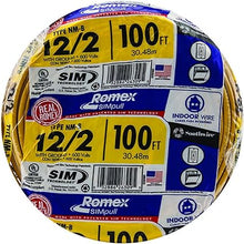 Load image into Gallery viewer, Southwire Romex Brand Simpull Solid Indoor 12/2 W/G NMB Cable 100ft coil - SW# 28828228, Yellow