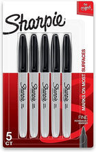 Load image into Gallery viewer, Sharpie Permanent Marker, Fine Point, Black, Pack of 5
