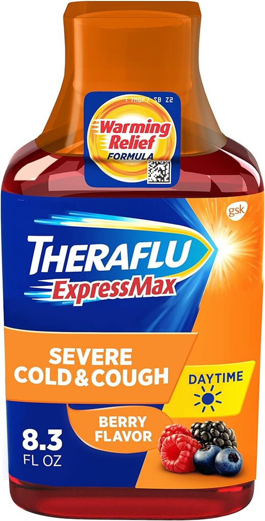 Theraflu ExpressMax Daytime for Relief from Severe Cold and Cough, Berry Flavor Syrup, 8.3 ounce Bottle