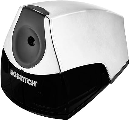 Bostitch Personal Electric Pencil Sharpener, Powerful Stall-Free Motor, High Capacity Shavings Tray, Chrome Metallic