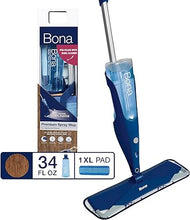 Load image into Gallery viewer, Bona Hardwood Floor Premium Spray Mop - Includes Wood Floor Cleaning Solution and Machine Washable Microfiber Cleaning Pad - Dual Zone Cleaning Design for Faster Cleanup