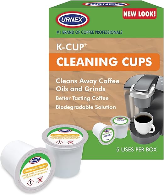 Urnex Cleaning Pods - 5 Pods - Compatible with Keurig 1.0 & 2.0 and All Single Serve Coffee Machines