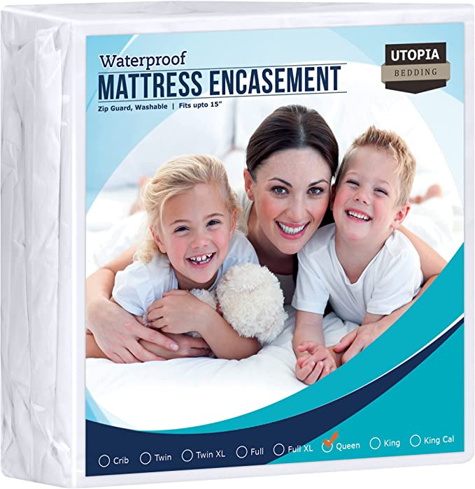 Utopia Bedding Zippered Mattress Encasement Queen - 100% Waterproof and Bed Bug Proof Mattress Protector - Absorbent, Six-Sided Mattress Cover