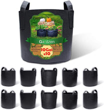 Load image into Gallery viewer, Gardzen 10-Pack 10 Gallon Grow Bags, Aeration Fabric Pots with Handles