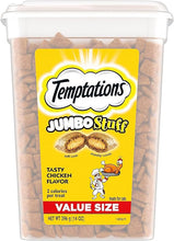 Load image into Gallery viewer, TEMPTATIONS Jumbo Stuff Crunchy and Soft Cat Treats, Tasty Chicken Flavor, 14 oz. Tub
