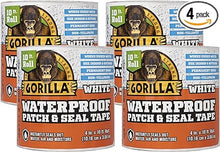 Load image into Gallery viewer, Gorilla Waterproof Patch &amp; Seal Tape 4&quot; x 10&#39; White, (Pack of 4)