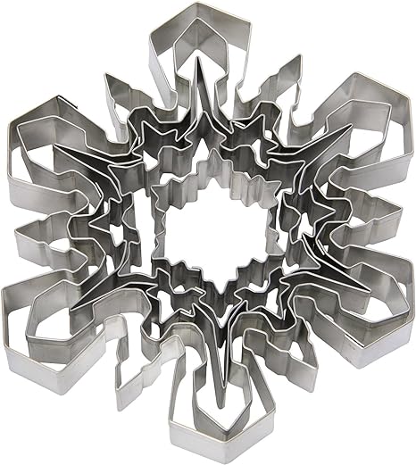 Ateco Plain Edge Snowflake Cutter Set in Assorted Shapes & Sizes, Stainless Steel, 5 Pc Set,4843
