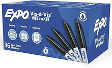 Load image into Gallery viewer, EXPO Vis-a-Vis Wet Erase Markers, Fine Point, Black, 36 Count