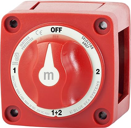Blue Sea Systems 6007 m-Series Battery Switch Selector 4 Position, Red