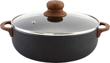 Load image into Gallery viewer, IMUSA USA Caldero with Glass Lid and Woodlook Handles/Knob, 9-Quart, Black Stone, Wood look
