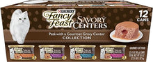 Load image into Gallery viewer, Purina Fancy Feast Pate Wet Cat Food Variety Pack, Savory Centers Pate with a Gravy Center - (12) 3 oz. Pull-Top Cans
