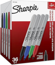 Load image into Gallery viewer, Sharpie Permanent Markers, Fine Point, Assorted Colors, 36 Count