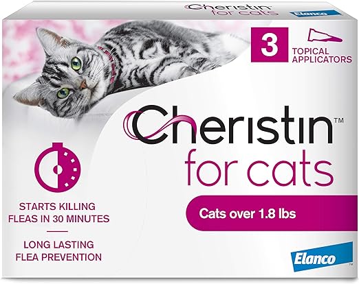 Cheristin for Cats Topical Flea Prevention – Starts Killing Fleas in 30 Minutes, 3 Dose