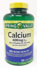 Load image into Gallery viewer, Spring Valley Natural Vitamin D Bone Health Calcium- 600mg and 250 Tablets
