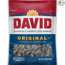 Load image into Gallery viewer, DAVID SEEDS Roasted and Salted Original Sunflower Seeds, Keto Friendly, 5.25 oz, 12 Pack