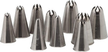 Load image into Gallery viewer, Ateco 850 - 10 Piece Closed Star Tube Set, Stainless Steel Pastry Tips, Sizes 0 - 9