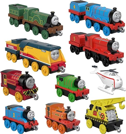 Fisher-Price Thomas & Friends Sodor Steamies, 10-Pack Of Die-Cast Metal Push-Along Train Engines And Vehicles For Preschool Kids Ages 3 And Up