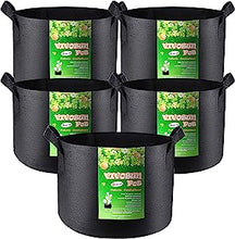Load image into Gallery viewer, VIVOSUN 5-Pack 5 Gallon Grow Bags Heavy Duty 300G Thickened Nonwoven Plant Fabric Pots with Handles