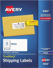 Load image into Gallery viewer, Avery Shipping Labels with TrueBlock Technology for Inkjet Printers 2&quot; x 4&quot;, Box of 1,000 (8463)