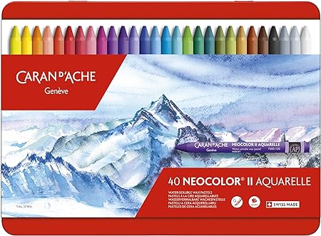 Caran d'Ache Classic Neocolor II AQUARELLE Water-Soluble Pastels, 40 Colors