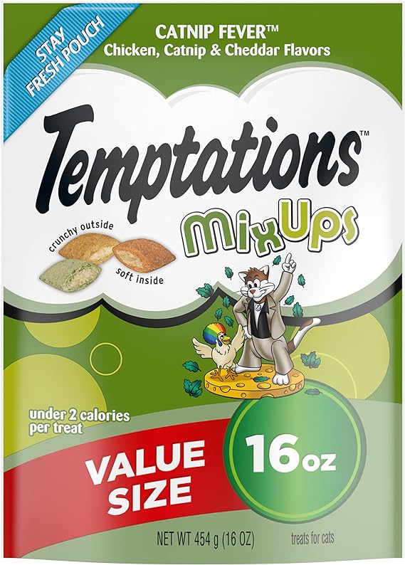 Temptations MixUps Crunchy and Soft Cat Treats, Catnip Fever, Multiple Sizes