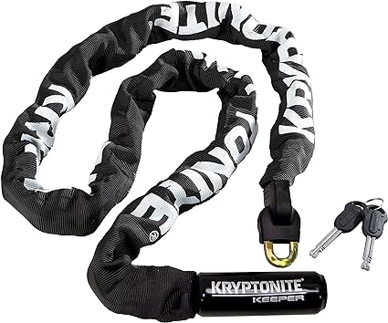 Kryptonite Keeper 712 Bike Chain Lock, 4 Feet Long Heavy Duty Anti-Theft Bicycle Chain Lock with Keys for Bike, Motorcycle, Scooter, Bicycle, Door, Gate, Fence,Black