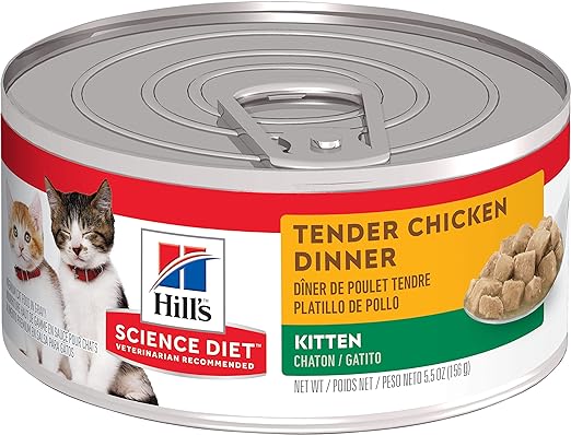 Hill's Science Diet Wet Cat Food, Kitten, Tender Chicken Dinner, 5.5 oz. Cans, 24-Pack