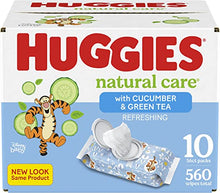 Load image into Gallery viewer, Baby Wipes, Huggies Natural Care Refreshing Baby Diaper Wipes, Hypoallergenic, Scented, 10 Flip-Top Packs (560 Wipes Total)