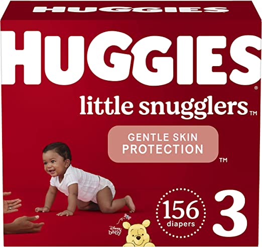 Baby Diapers Size 3 (16-28 lbs), 156ct, Huggies Little Snugglers