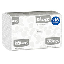 Load image into Gallery viewer, Kleenex® Multifold Paper Towels (01890), 1-Ply, 9.2&quot; x 9.4&quot; sheets, White, (150 Sheets/Pack, 16 Packs/Case, 2400 Sheets/Case)