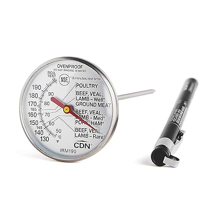 CDN ProAccurate® Instant Read Meat Thermometer for Precise Ovenproof Poultry Cooking, 1.75" Dial (IRM190)