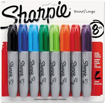 Sharpie 38250Pp Permanent Marker 5.3Mm Chisel Tip Assorted 8/Set (San38250pp)