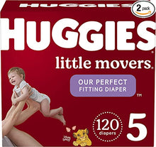 Load image into Gallery viewer, Huggies Little Movers Baby Diapers Size 5 (27+ lbs), 60 Count (Pack of 2)