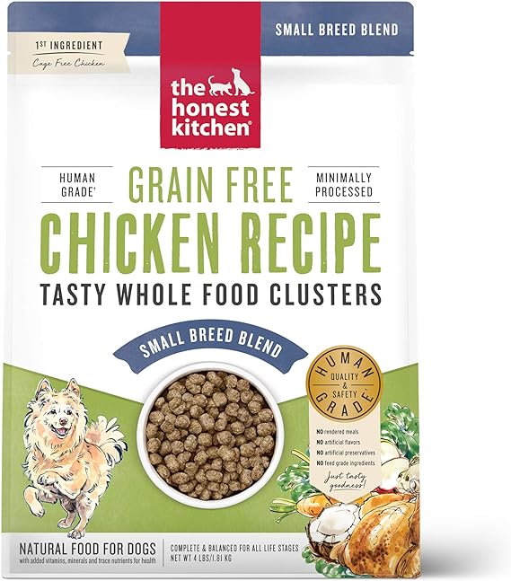 The Honest Kitchen Whole Food Clusters Small Breed Grain Free Chicken Dry Dog Food, 4 lb Bag