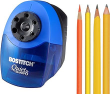 Load image into Gallery viewer, Bostitch Office QuietSharp 6 Electric Pencil Sharpener, Heavy Duty Classroom Sharpener, Size Selector with 6 Different Sizes, Perfect for Classroom and Homeschool Use, Blue