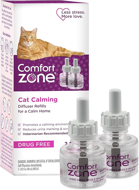 2 Refills | Comfort Zone Cat Calming Pheromone Diffuser Refill (60 Days) for a Calm Home | Veterinarian Recommended | De-Stress Your Cat and Reduce Spraying, Scratching, & Other Problematic Behaviors